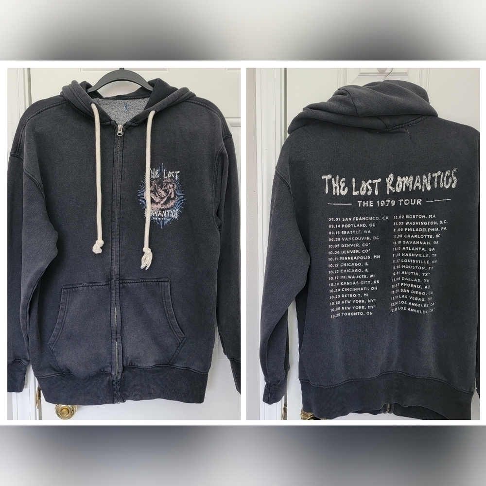 Thr Lost Romantics The 1979 Tour Full Zip Black Hoodie Retro Pockets M/L